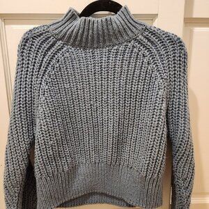 Knitted Oversize Cable Blue Sweater